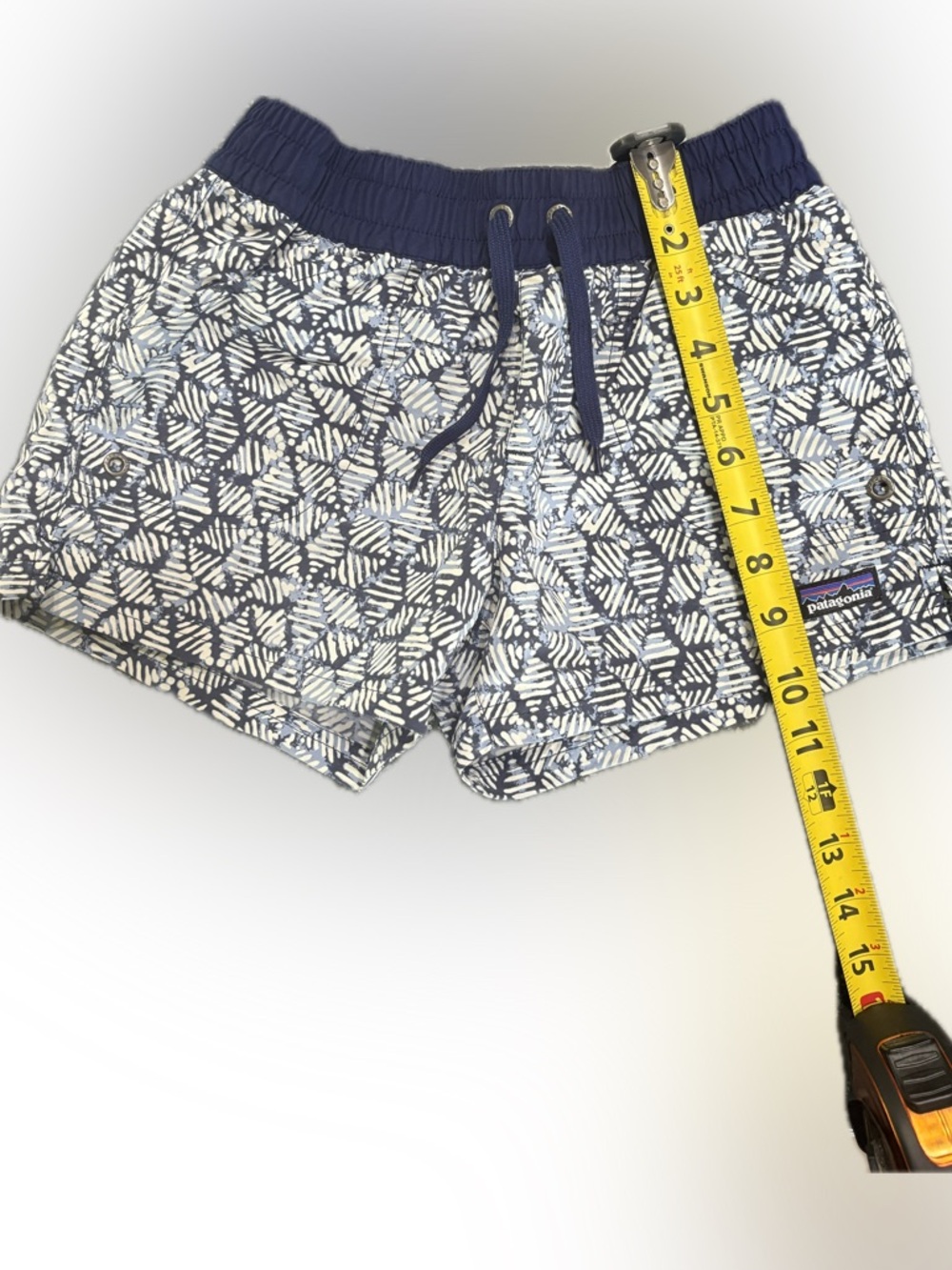 Patagonia Navy & White Costa Rica baggies Geometric Kids Shorts